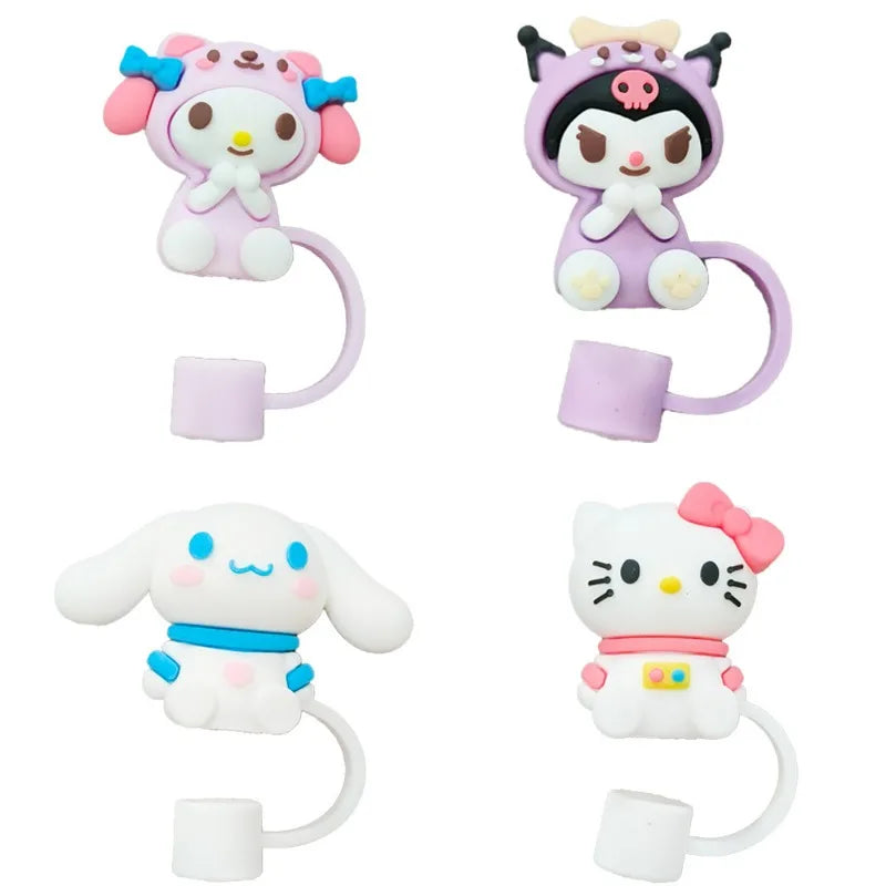 Sanrio Series Cute Straw Covers for Stanley Tumbler Cups Accessories Kawaii Silicone Straw Toppers Protector Cap for 10mm Straws