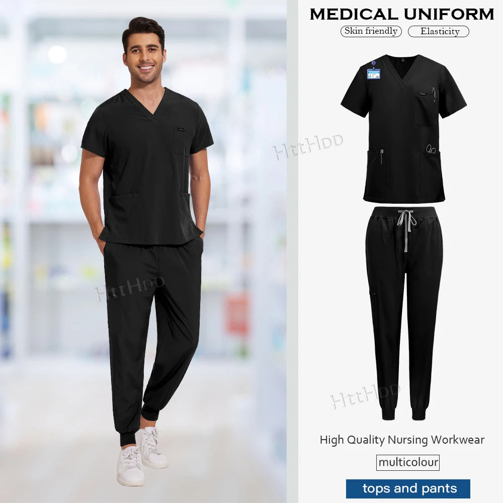 Niaahinn Uniforms High Quality Medical Nursing Scrub Unisex Pet Beauty Dental Clinic Nurses Uniform Multicolour Mens Scrubs Sets