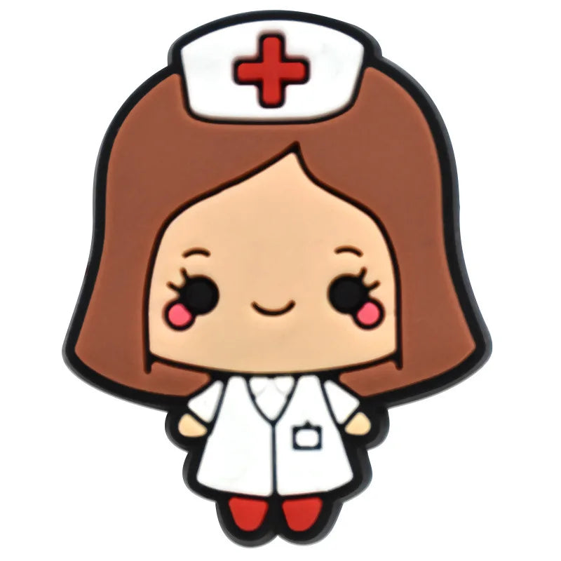 Doctor Nurse Cartoon PVC Shoe Charms Accessories DIY Slipper Sandals Shoe Buckles Pins Hospital Series Shoe Decor Friends Gifts