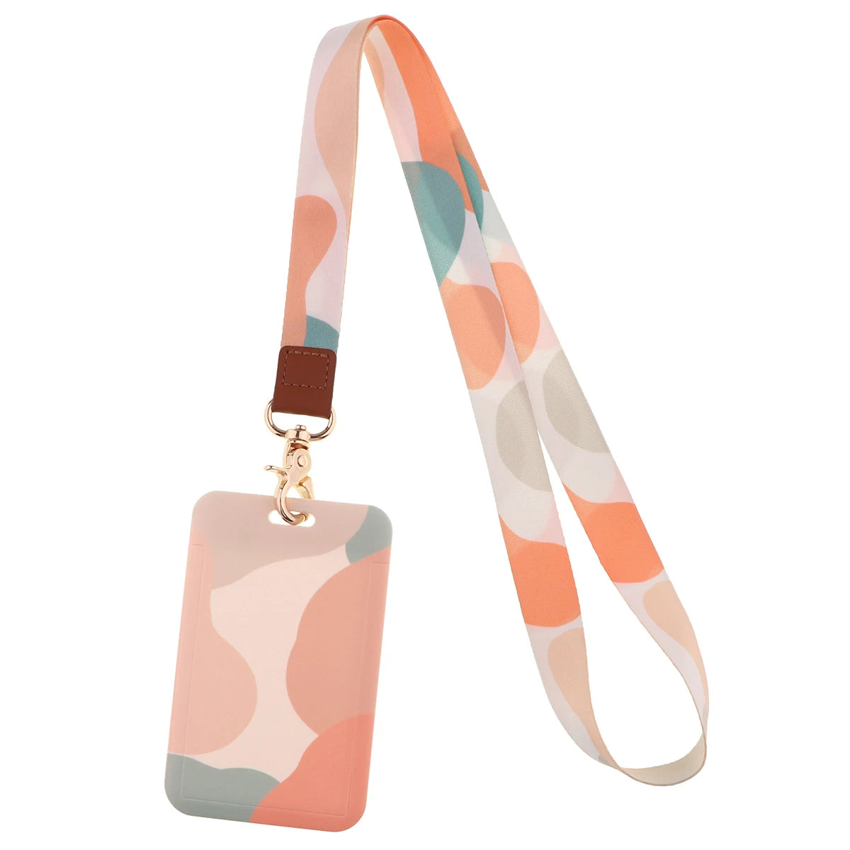 Ransitute R2809 DIY Minimalist Pattern Patchwork ID Card Holder Bus Card Holder Staff Card Lanyard For Keys Phone DIY Hang Rope