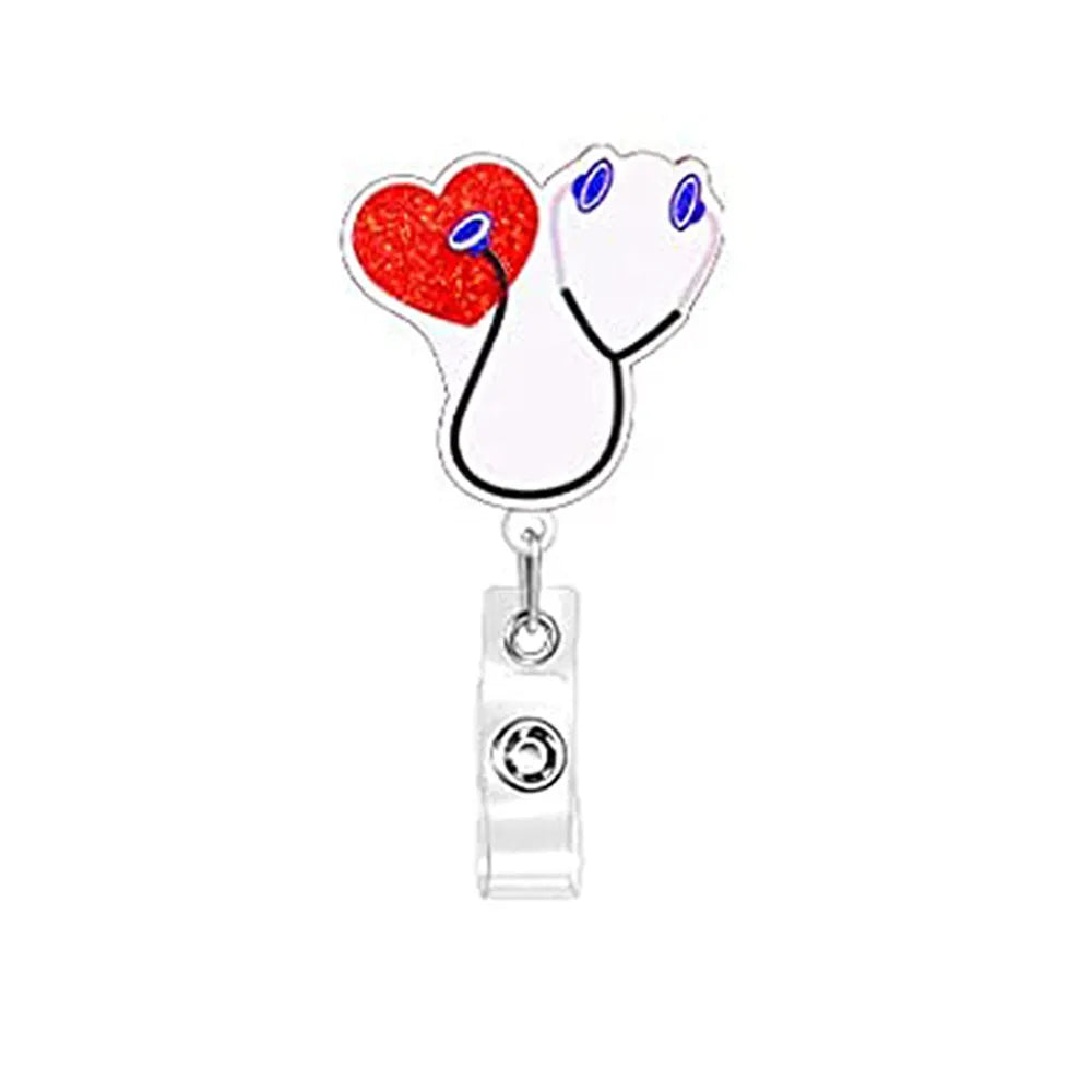 Hospital Retractable Badge Reel With Belt Clip Cute Nurse Doctor Name Tag Card Holder Accessories Office Supply Clip Staff Card