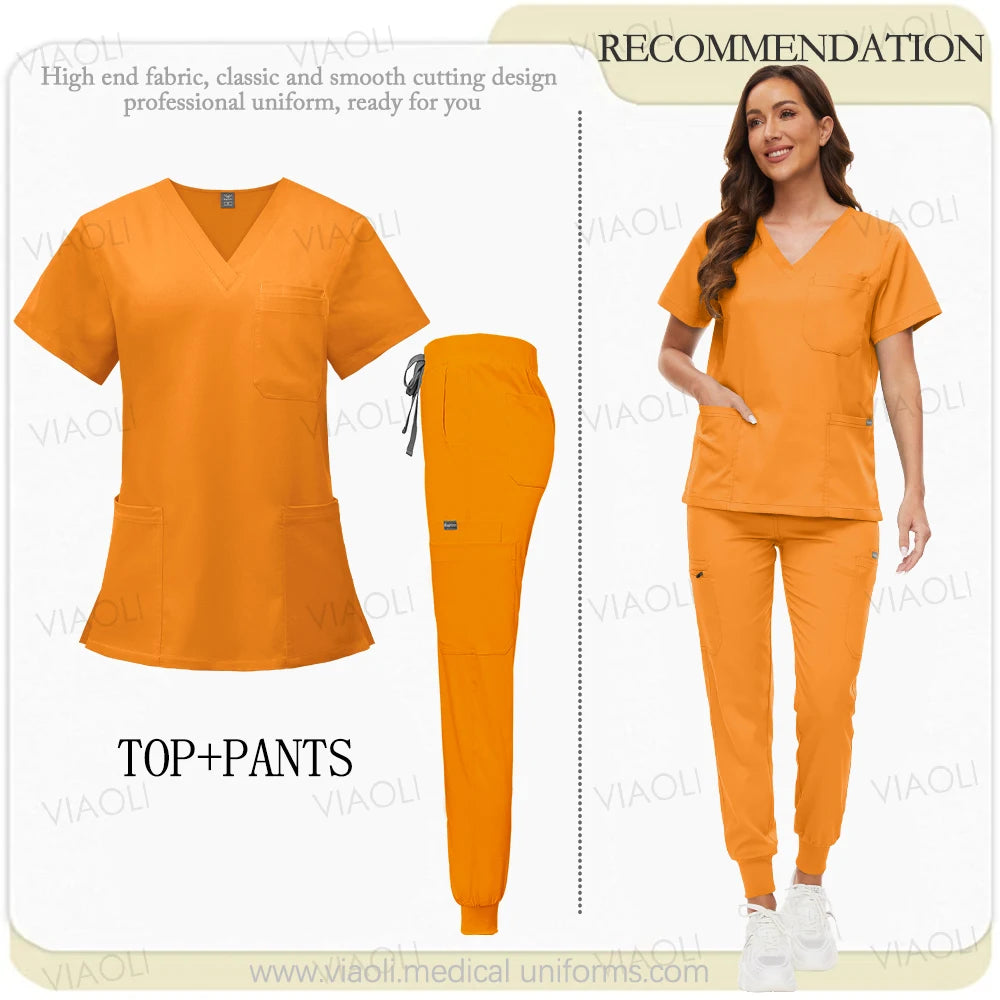 Unisex Medical Uniforms Men Women Nursing Clothes Beauty Costume Nurse Scrubs Sets Doctor Dentist Workwear Clinical Tops Pants