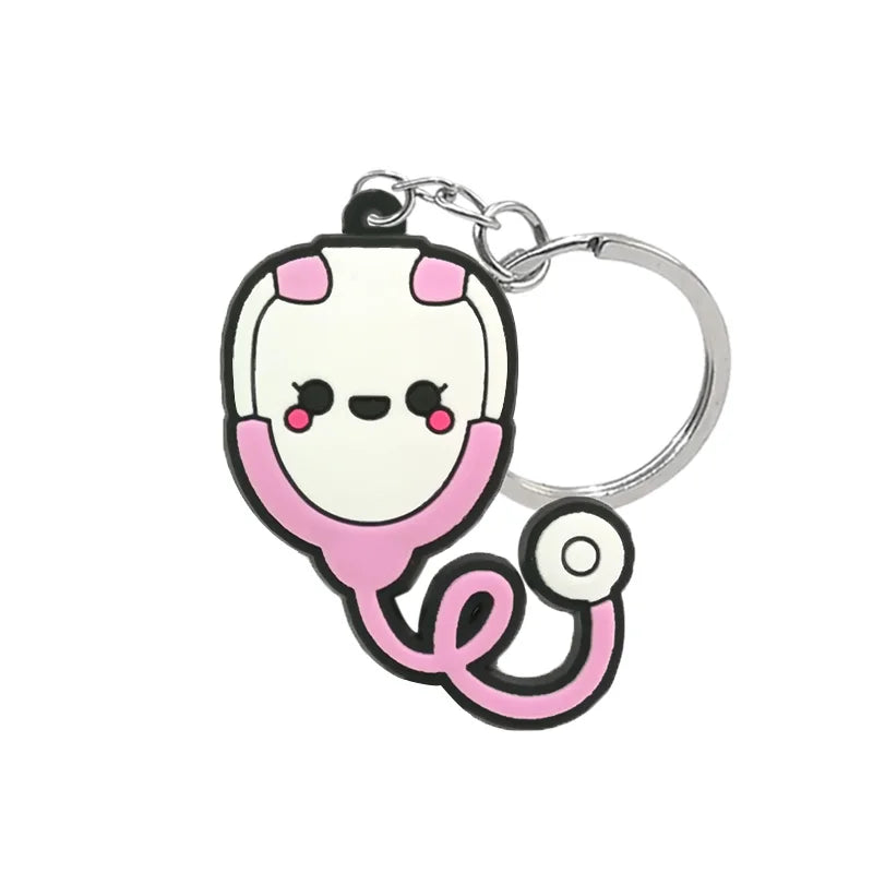 1PCS PVC Rubber Hot Keychain for nurses New Design Medicine Style Heart & Brain Car Key Pendant Cute Bag Ornament Gift