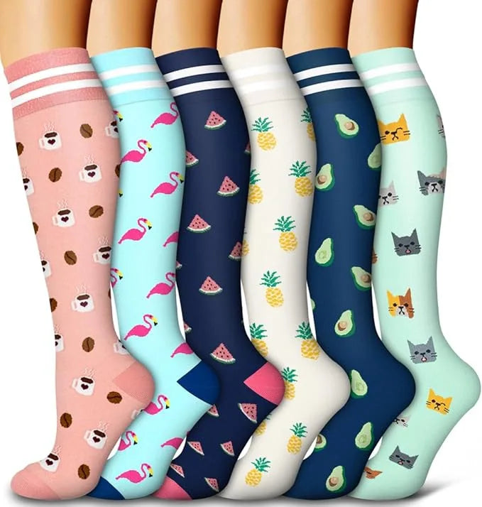 Animal Fruit Compression Socks for Men Women Running Nurse Compression Socks Nurses Sport 6 PAIRS Ladies Lady Womens Running