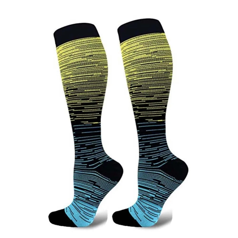 Pressure Socks Striped Gradient Compression Stockings for Men and Women Compression Socks for Cycling Sport