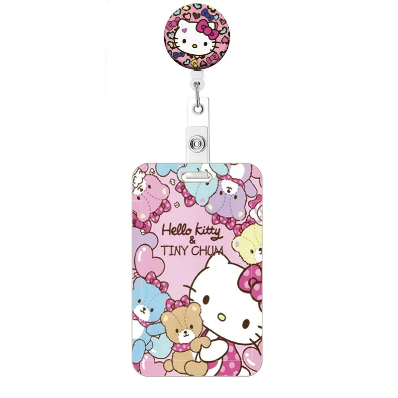 Cartoon Hello Kitty Retractable Clip ID Card Holder Women Door Badge Reel Yoyo Girls Cardholders Nurse Hang Credential Buckle