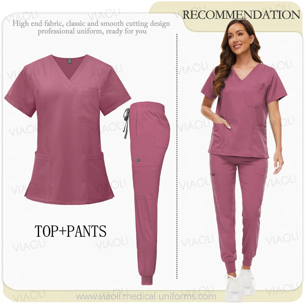 Unisex Medical Uniforms Men Women Nursing Clothes Beauty Costume Nurse Scrubs Sets Doctor Dentist Workwear Clinical Tops Pants