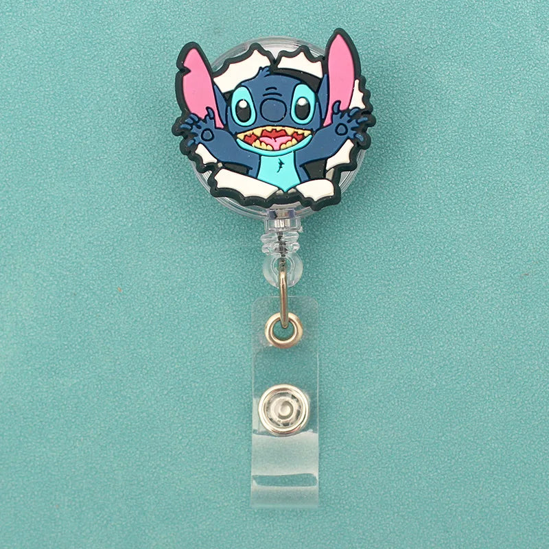 Colorful Funny Cute Stitch Style Retractable Badge Reel Nurse Doctor Card Holder Office Hospital Supplies Card Accessories