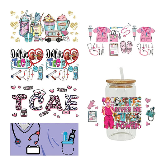 3D UV DTF Transfers Stickers 16oz Cup Wraps Nurse Doctor Health Printed For DIY Glass Ceramic Metal Leather Etc.  D14017