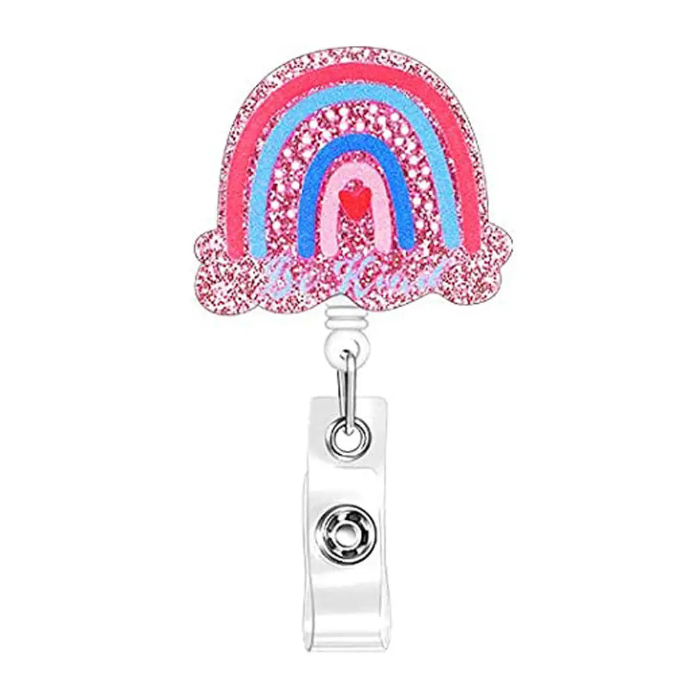 New Glitter Acrylic Medicine Doctor Nurse Badge Reel Retractable Id Badge Holder With 360 Rotating Alligator Clip Name Holder