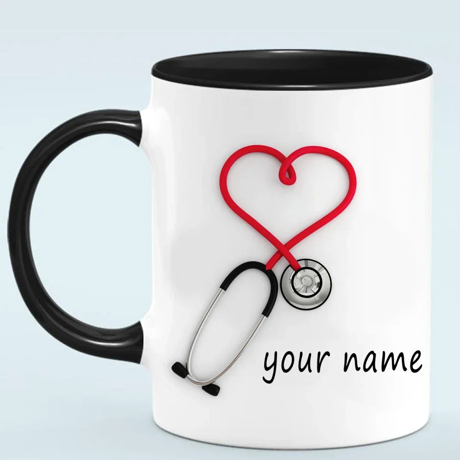 2024 Doctors Gift Hospital Customization Stethoscope Funny and Unique Ceramic Coffee Cup Mug Mugs Coffee Cups Unusual Tea Cup