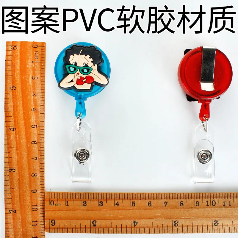 Cartoon Cute Sexy Girl ID Card Holder Scalable Toggle Clip Employee Card Nurse Chest Card Student Bus Card Holder