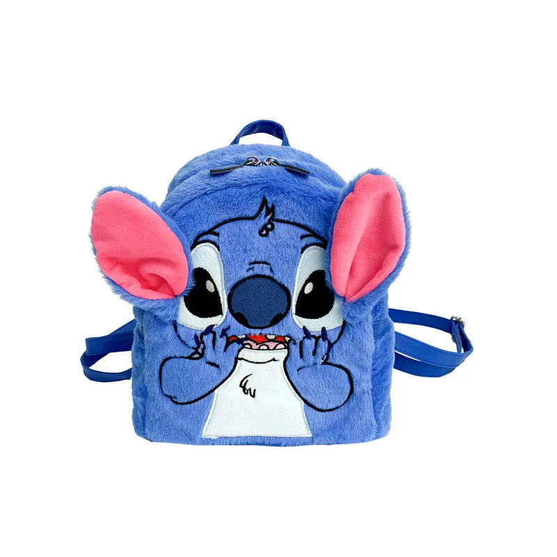 MINISO Stitch New Plush Backpack Cartoon Fashion 3D Mini Women's Backpack Large Capacity Cute Children's Schoolbag periphery