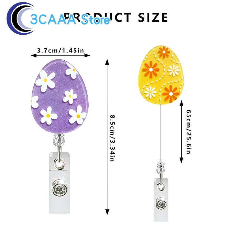 Easter Badge Reels Acrylic Retractable Nurse Badge Reel Easter Badge Reel Egg Cute Badge Reels ID Holiday Badge Holder For Nurse