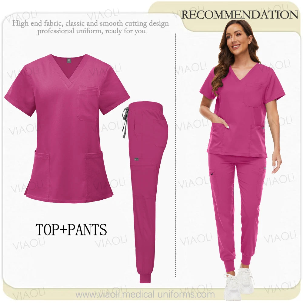 Unisex Medical Uniforms Men Women Nursing Clothes Beauty Costume Nurse Scrubs Sets Doctor Dentist Workwear Clinical Tops Pants