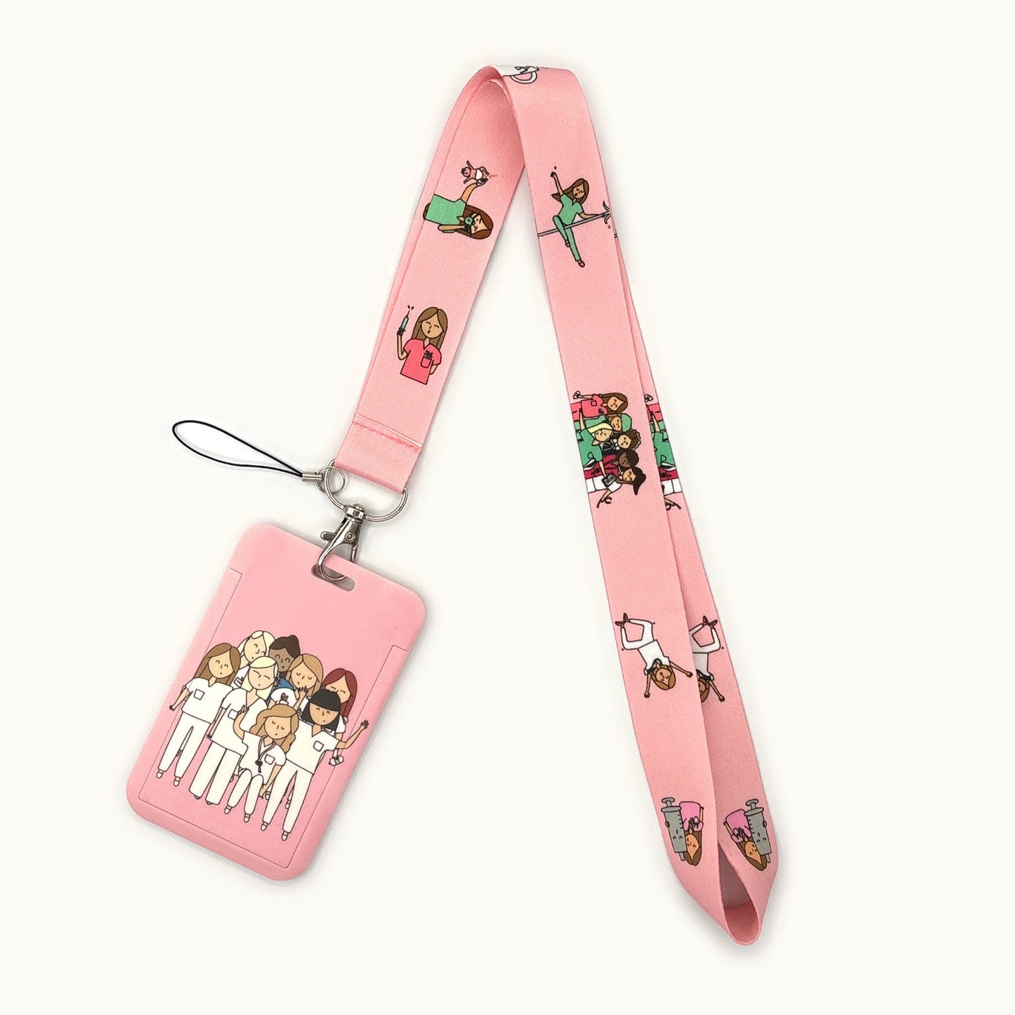 Nurse Life Lanyard Credit Card Holder Neck Strap Cartoon Business Keychain Hang Rope ID Badge Holder Lariat Lasso