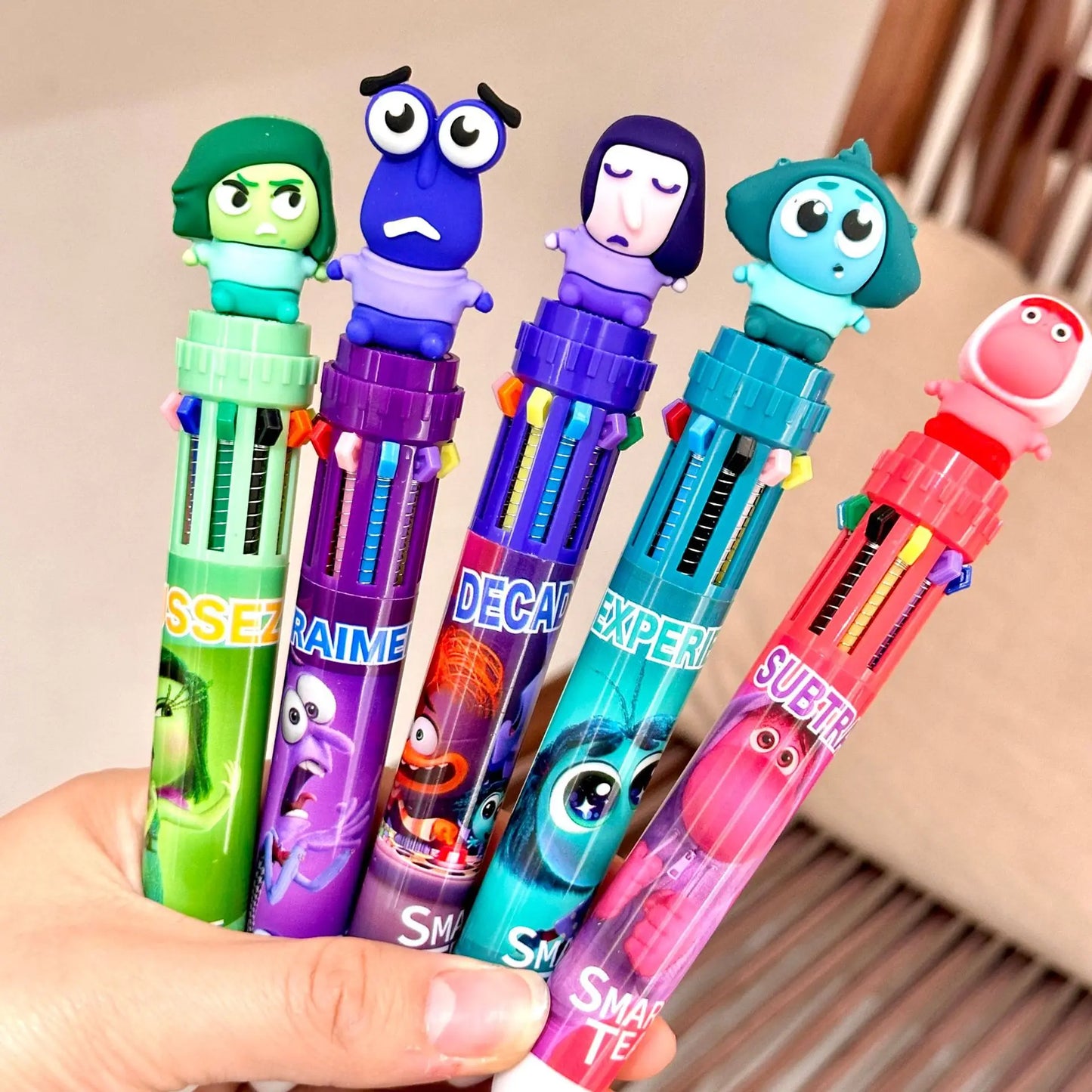 9/36 Pcs Joy Sadness Inside Out 10-Color Ballpoint Pen Student Child Ball Pen Cartoon Supplies Stationery Gift Prize Wholesale