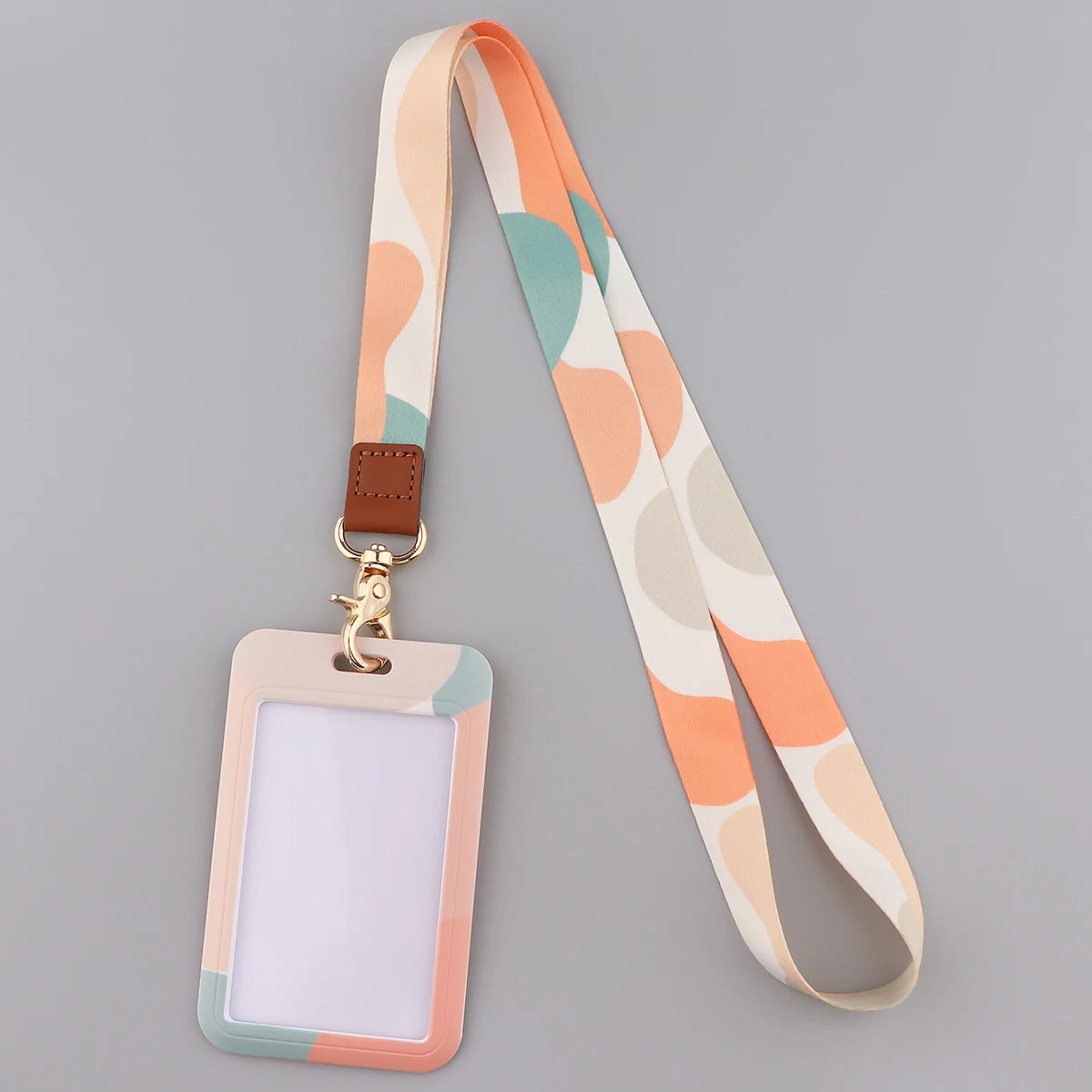 Ransitute R2809 DIY Minimalist Pattern Patchwork ID Card Holder Bus Card Holder Staff Card Lanyard For Keys Phone DIY Hang Rope