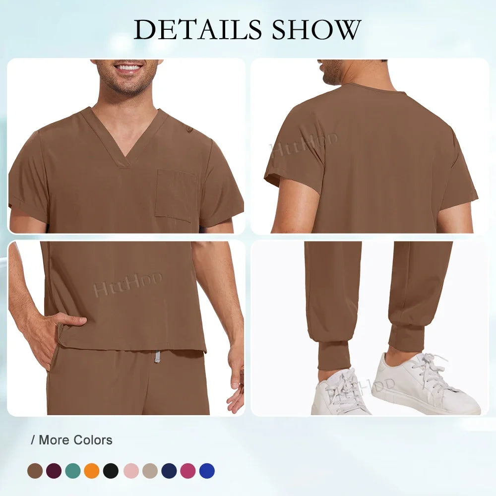 Men Women Unisex Nurse Surgical Scrubs Suits Doctor Medical Hospital Uniform Top Jogger Pants Scrubs Nursing Veterinary Uniforms