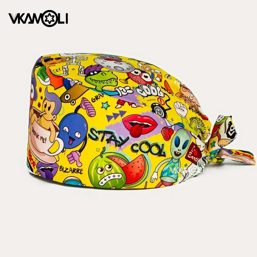 halloween print surgical caps woman and man medical scrubs cap skull print surgery cap shop lab beauty work accessories