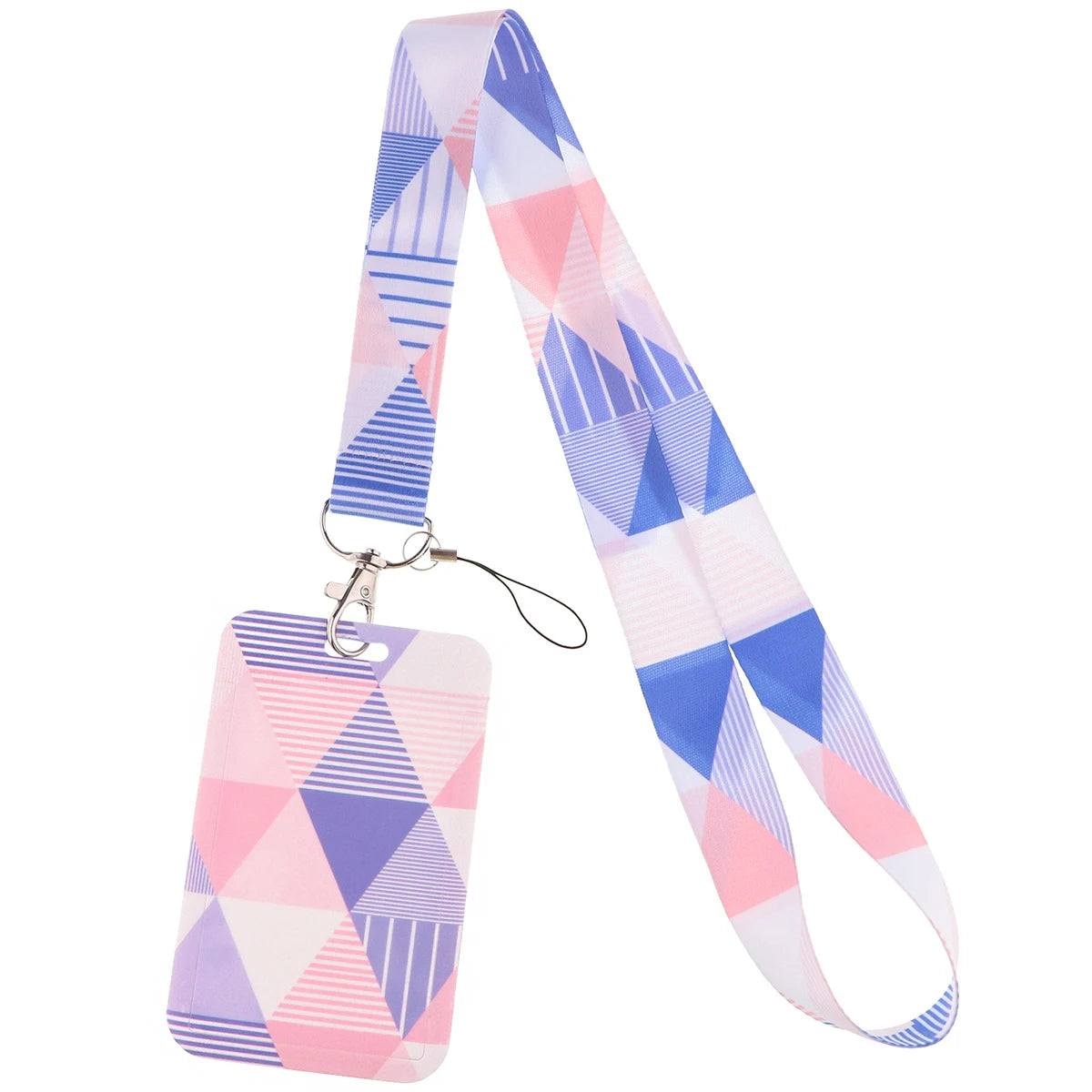 Ransitute R2809 DIY Minimalist Pattern Patchwork ID Card Holder Bus Card Holder Staff Card Lanyard For Keys Phone DIY Hang Rope