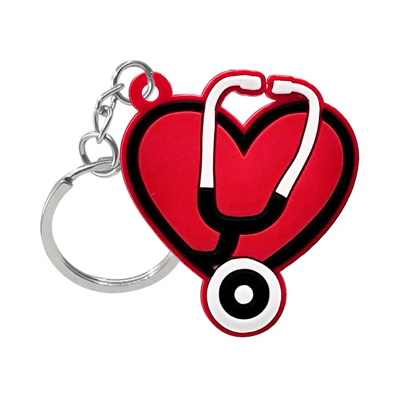 1PCS PVC Rubber Hot Keychain for nurses New Design Medicine Style Heart & Brain Car Key Pendant Cute Bag Ornament Gift