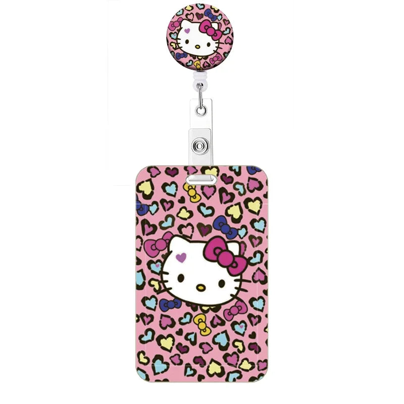 Cartoon Hello Kitty Retractable Clip ID Card Holder Women Door Badge Reel Yoyo Girls Cardholders Nurse Hang Credential Buckle