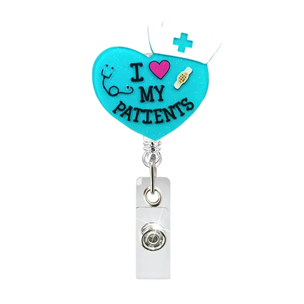 Medical Care Heart Lungs Brain Acrylic Nurse Badge Reel Retractable Id Badge Holder With 360 Rotating Alligator Clip Name Holder