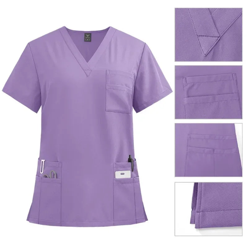 Classic New Nurse Scrubs Set Men Nurse Accessories Medical Uniform Surgical Dental Clinical Top Pants Lab Workwear Clothes