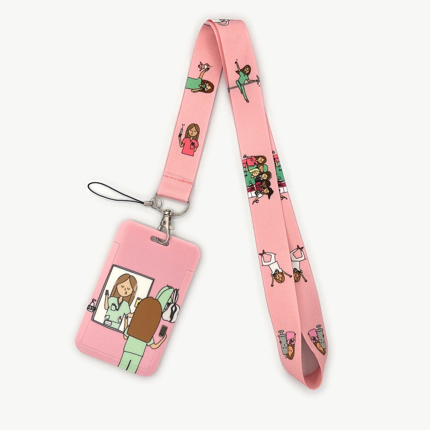 Nurse Life Lanyard Credit Card Holder Neck Strap Cartoon Business Keychain Hang Rope ID Badge Holder Lariat Lasso