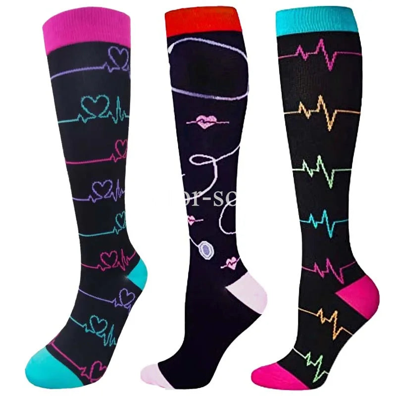 CFS Compression Socks Women Men Knee Stocking 20-30mmHg Edema Diabetes Varicose Veins Nurse Compression Socks Running Sport Sock