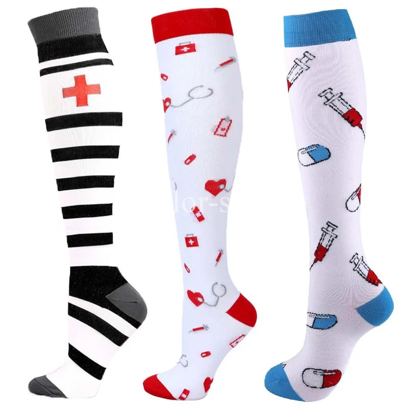 CFS Compression Socks Women Men Knee Stocking 20-30mmHg Edema Diabetes Varicose Veins Nurse Compression Socks Running Sport Sock