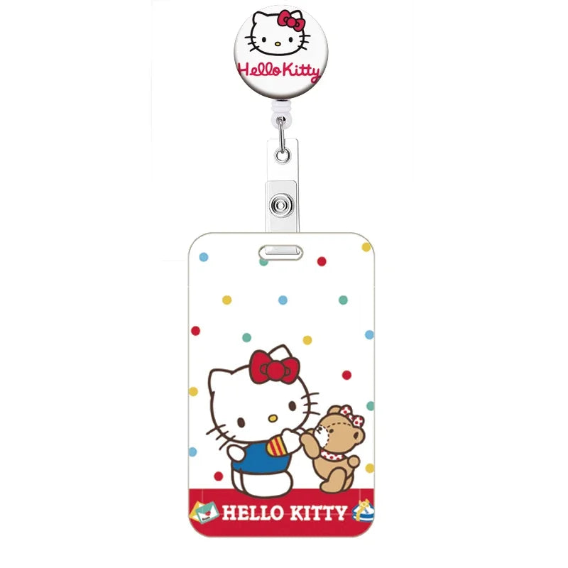 Cartoon Hello Kitty Retractable Clip ID Card Holder Women Door Badge Reel Yoyo Girls Cardholders Nurse Hang Credential Buckle