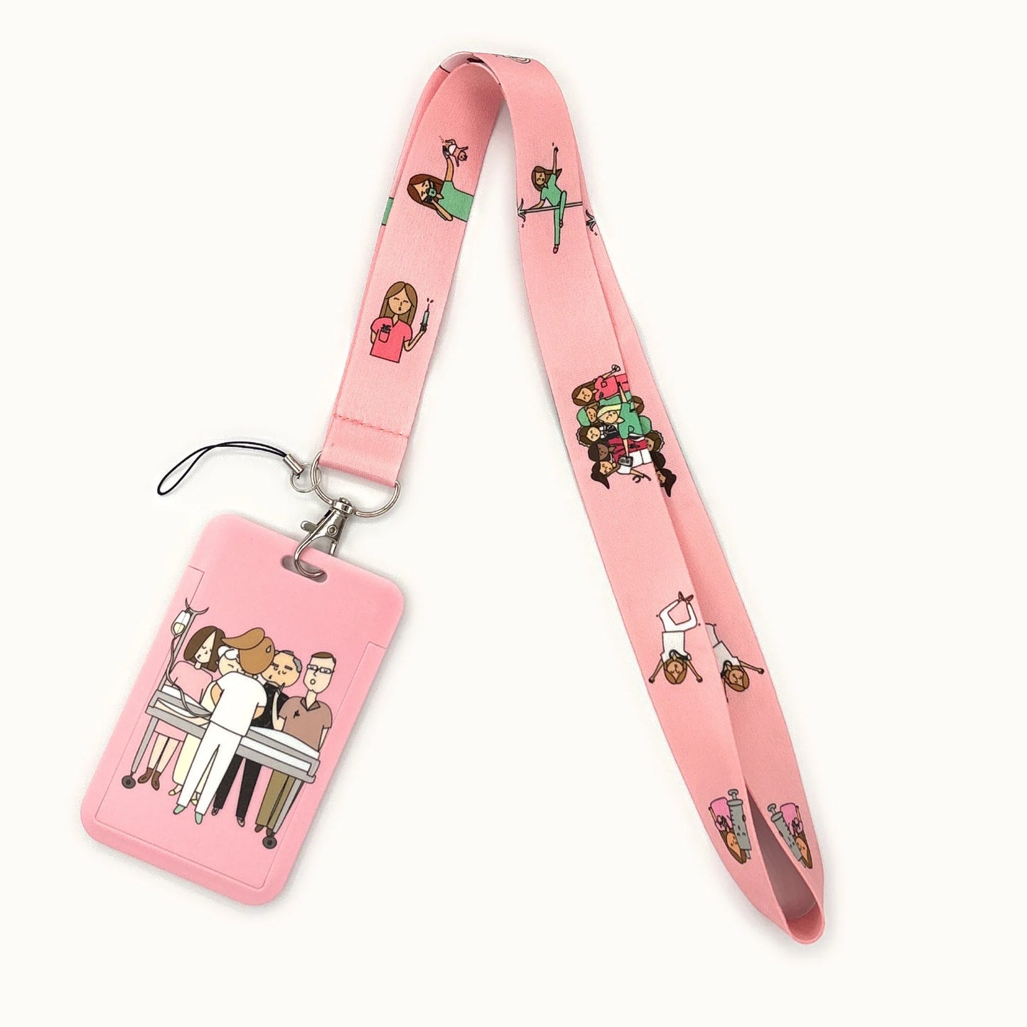 Nurse Life Lanyard Credit Card Holder Neck Strap Cartoon Business Keychain Hang Rope ID Badge Holder Lariat Lasso