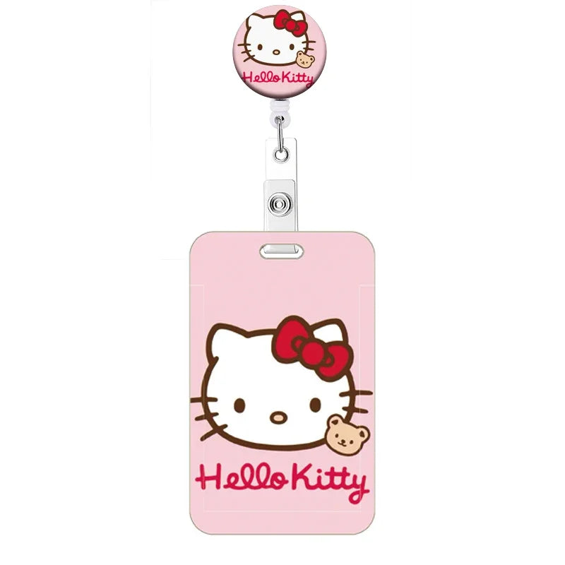 Cartoon Hello Kitty Retractable Clip ID Card Holder Women Door Badge Reel Yoyo Girls Cardholders Nurse Hang Credential Buckle