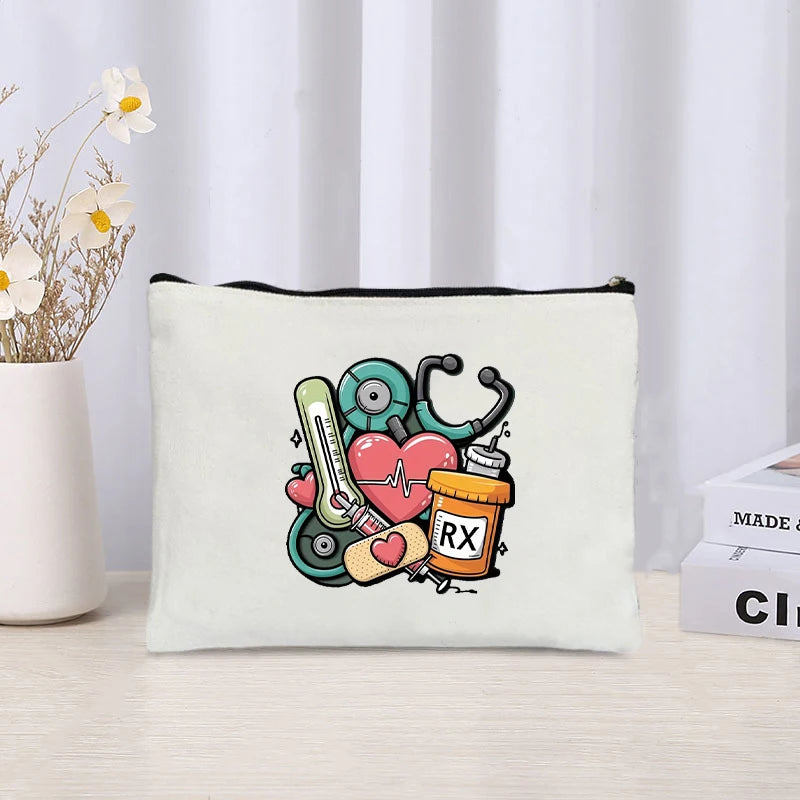 Medical Equipment Printed Medicine Bag Organizer Sundry Storage Zipper Pouch Office Supplies Pencil Case Gift for Doctors Nurses