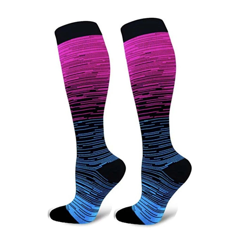 Pressure Socks Striped Gradient Compression Stockings for Men and Women Compression Socks for Cycling Sport