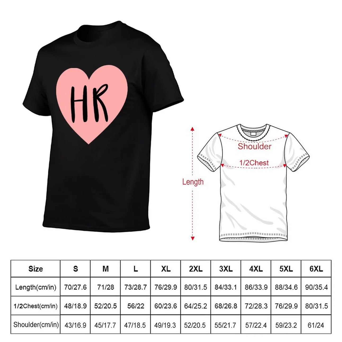 Heart I Love HR Human Resources T-Shirt oversize t-shirts man cute tops outfits for men