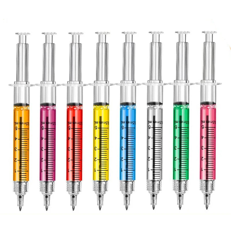 8Pcs Syringe Pens Retractable Fun Nurse Pens Novelty Multi Colors Medical Ballpoint Pens Gifts for Nurses Nursing Student