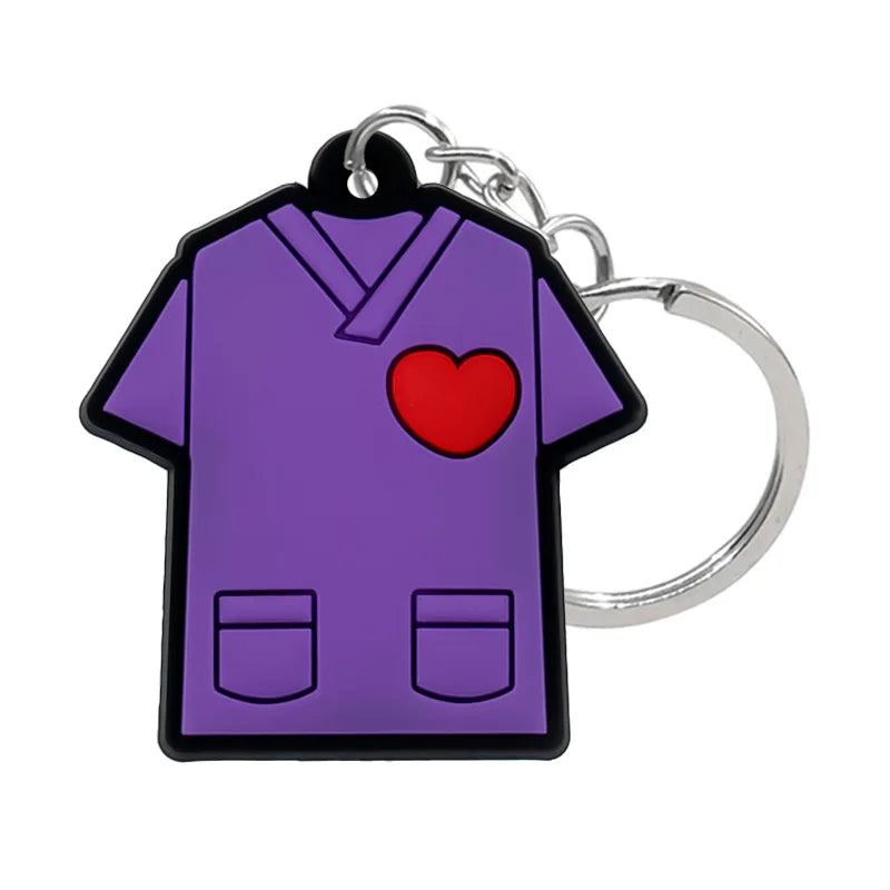 1PCS PVC Rubber Hot Keychain for nurses New Design Medicine Style Heart & Brain Car Key Pendant Cute Bag Ornament Gift