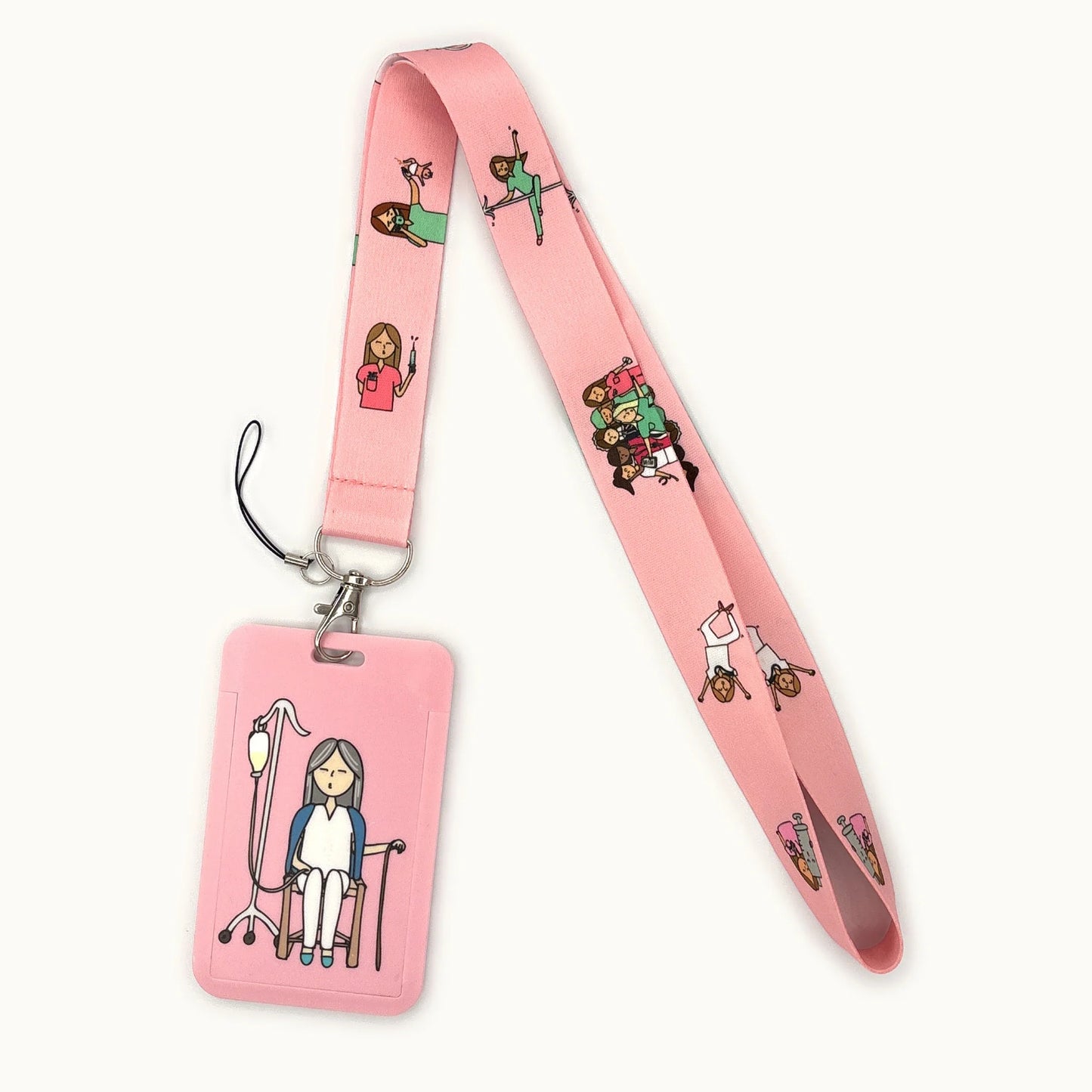 Nurse Life Lanyard Credit Card Holder Neck Strap Cartoon Business Keychain Hang Rope ID Badge Holder Lariat Lasso