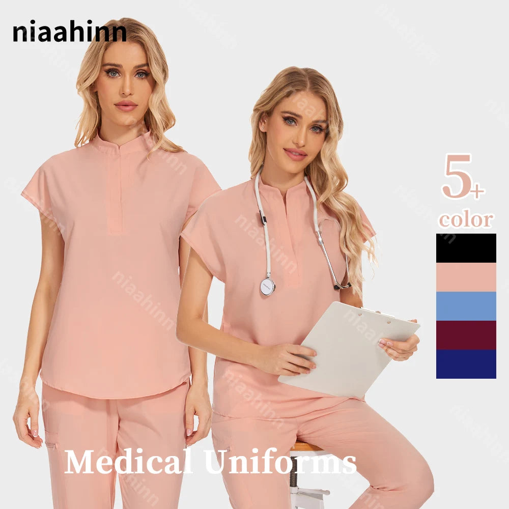 Unisex Doctor Medical Uniforms Men Women Nursing Clothes Beauty Costume Nursing Scrubs Sets Dentist Workwear Clinical Tops Pants