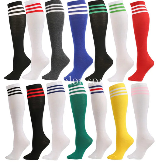 Compression Socks Unisex Football Socks Non-slip Long Tube Knee High Stockings Socks Striped Soccer Socks Running Sports Socks