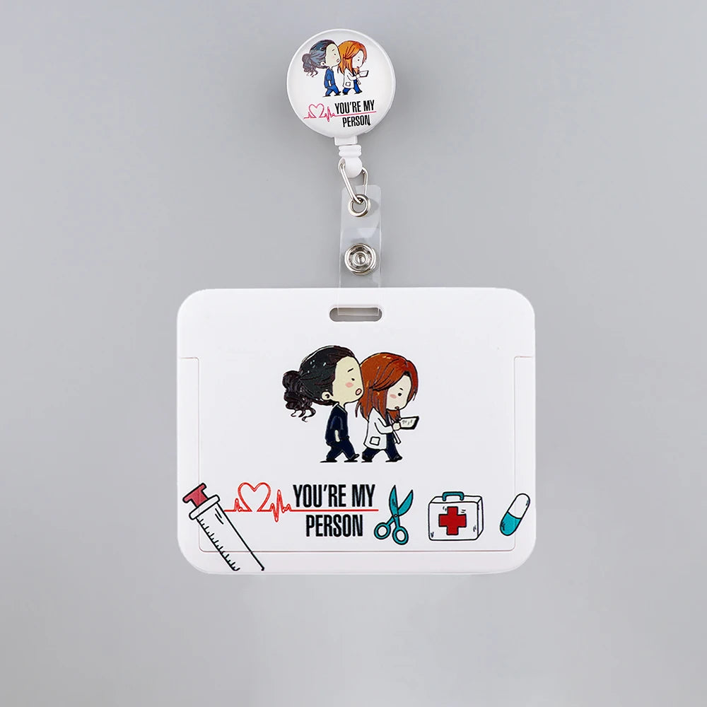 Grey's Anatomy Retractable Badge Holder Reel Nurse Exhibition Card Holder Doctor ID Card Chain Clips School Student Office