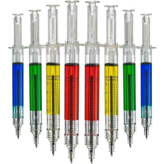 12Pcs Syringe Pens,Retractable Fun Multi Color Novelty Pen for Nurses,Writes in Black Ink,Nursing Student School Supplies