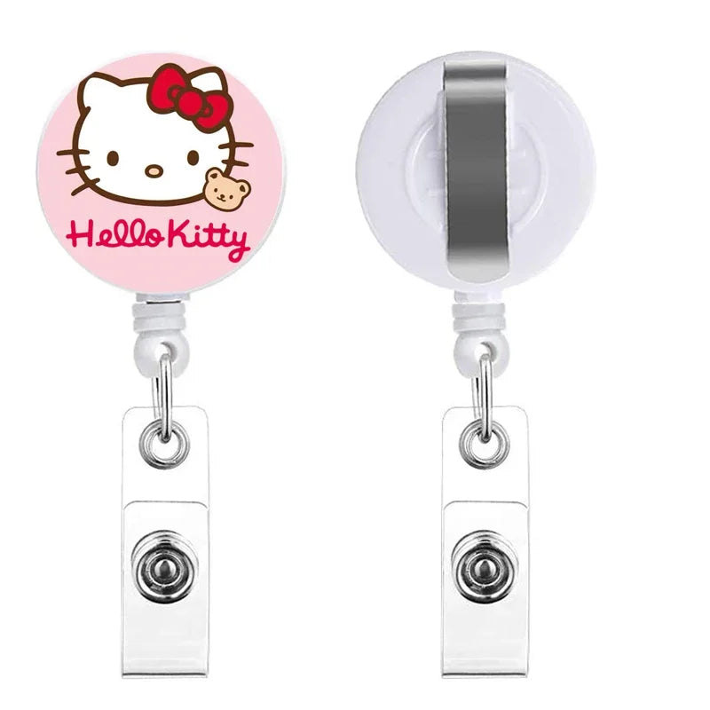 Cartoon Hello Kitty Retractable Clip ID Card Holder Women Door Badge Reel Yoyo Girls Cardholders Nurse Hang Credential Buckle