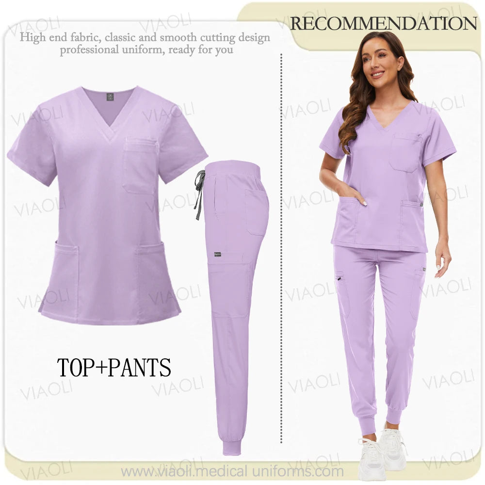 Unisex Medical Uniforms Men Women Nursing Clothes Beauty Costume Nurse Scrubs Sets Doctor Dentist Workwear Clinical Tops Pants