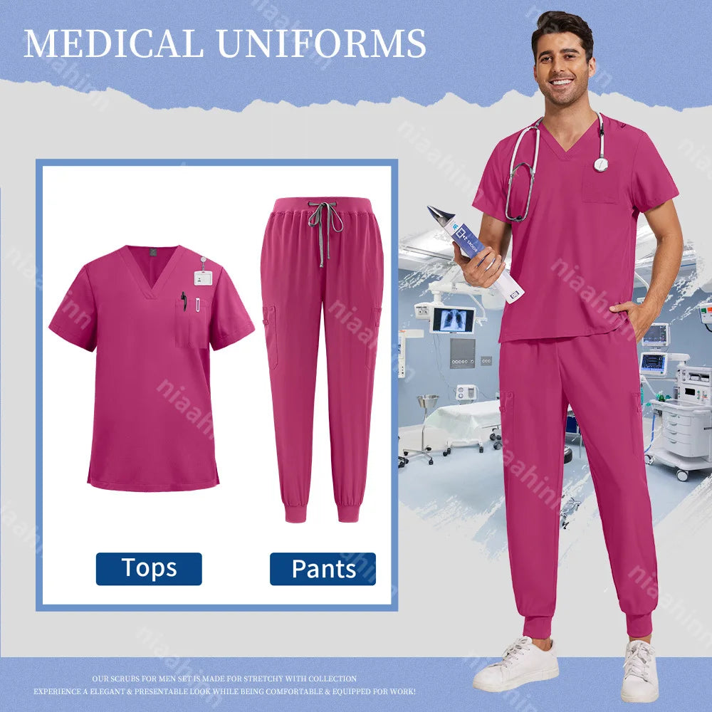 Operating Room Scrub Suit Medical Uniform Hospital Doctor Work Sets Medical Accessories Dental Surgical Suits Workwear Wholesale