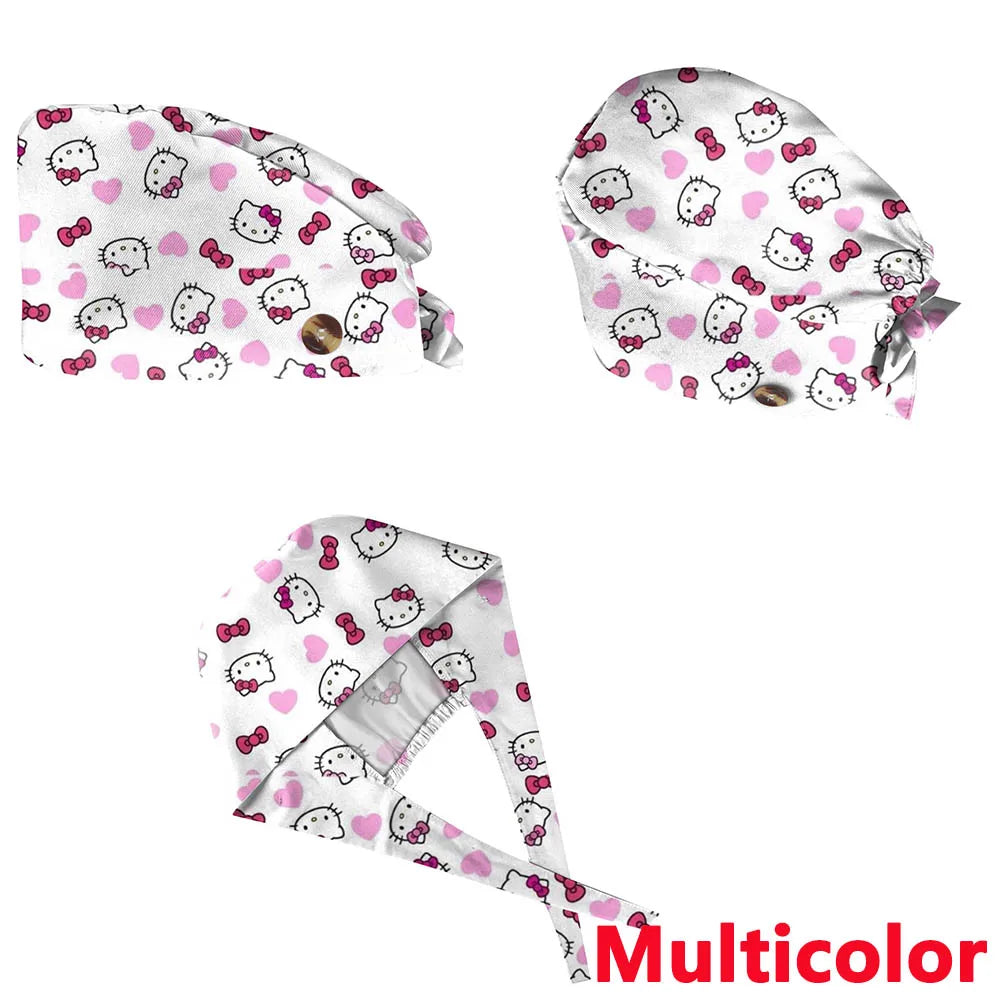 Unisex Soft Scrub Cap Cartoon Printing Scrubs Hat For Women Surgicals Hat Women'S And Men Operating Room Hat Nursing Accessories