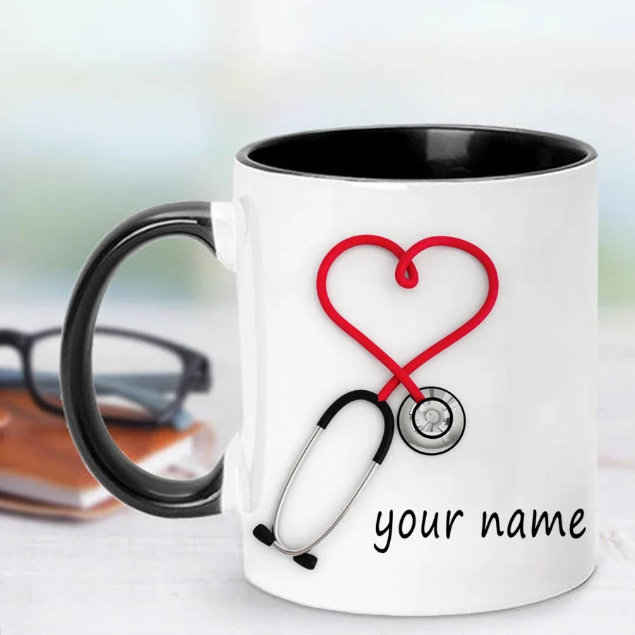 2024 Doctors Gift Hospital Customization Stethoscope Funny and Unique Ceramic Coffee Cup Mug Mugs Coffee Cups Unusual Tea Cup